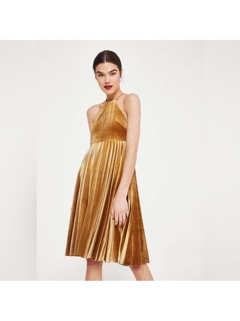 Gianni Bini Gold Velvet Dress Size Small NWT $159 - Picture 8 of 8